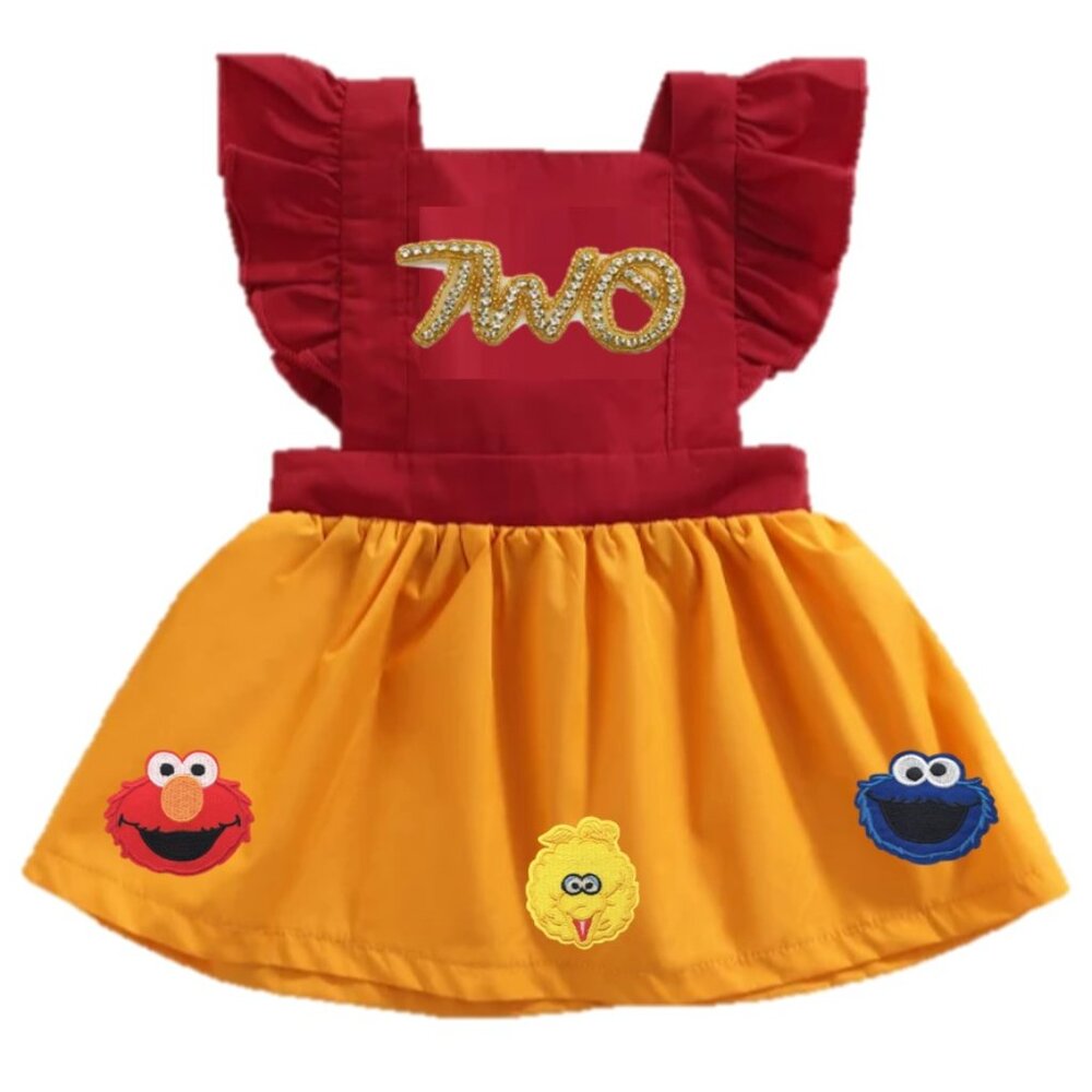 Sesame Street Dress second Birthday Outfit Elmo Dress Cookie Monster clothes